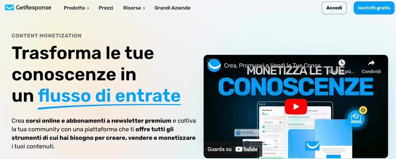 vendere corsi online con getresponse